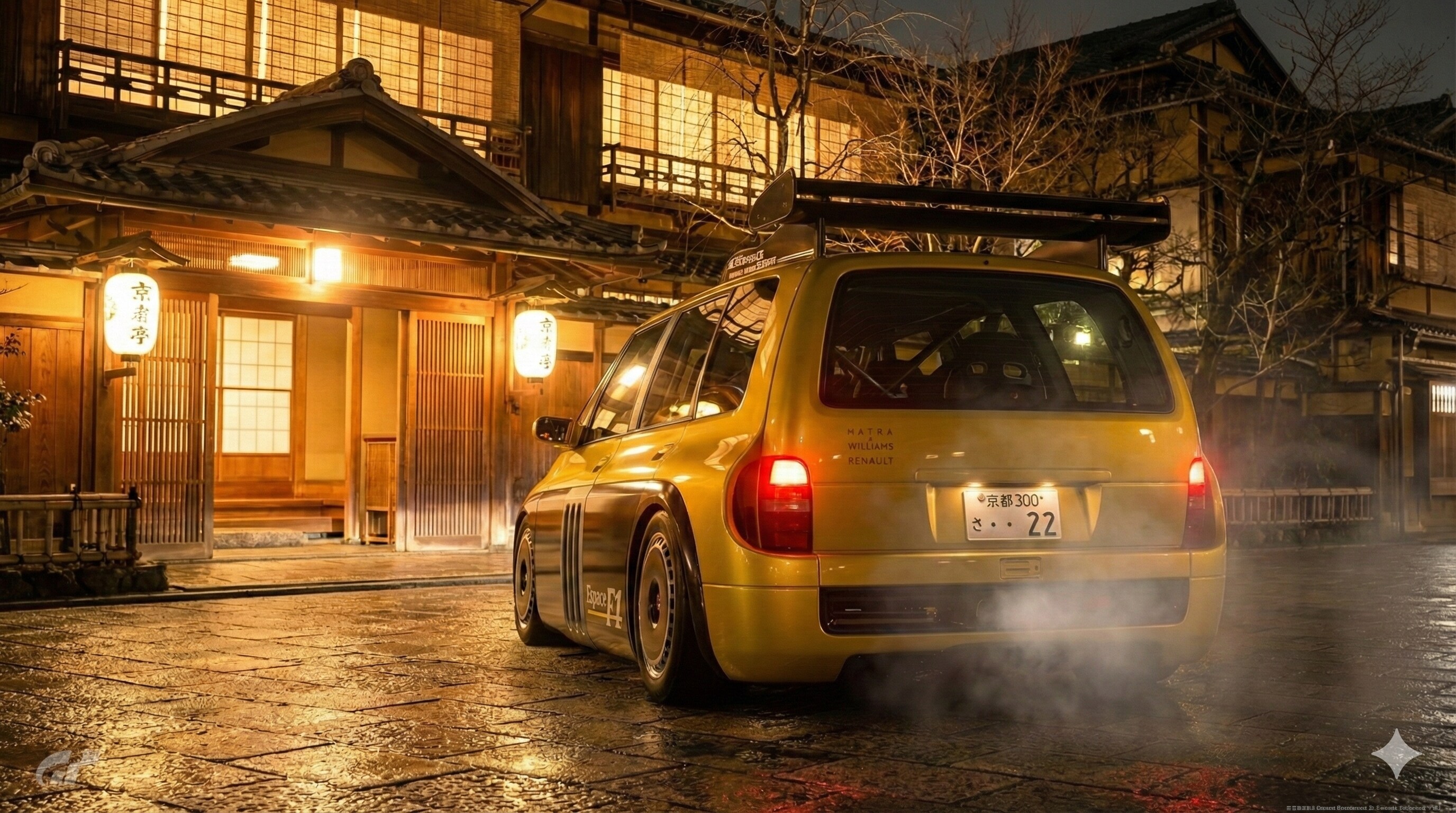 冬の先斗町に轟くF1エンジンの爆音 | の人気AIイラスト・グラビア