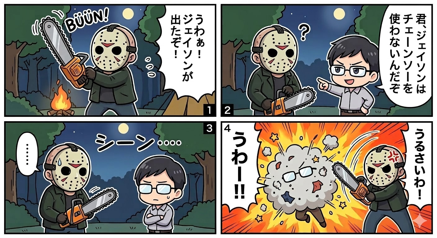 逆ギレするジェイソン風の男_2026/03/13 | の人気AIイラスト・グラビア