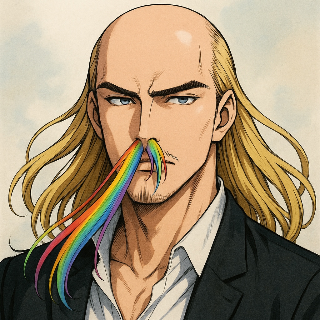 虹色の鼻毛が生えたイケメン | の人気AIイラスト・グラビア