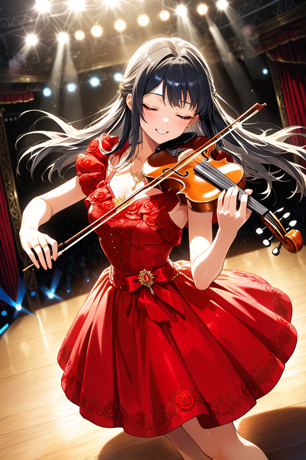 赤いドレスのバイオリニスト