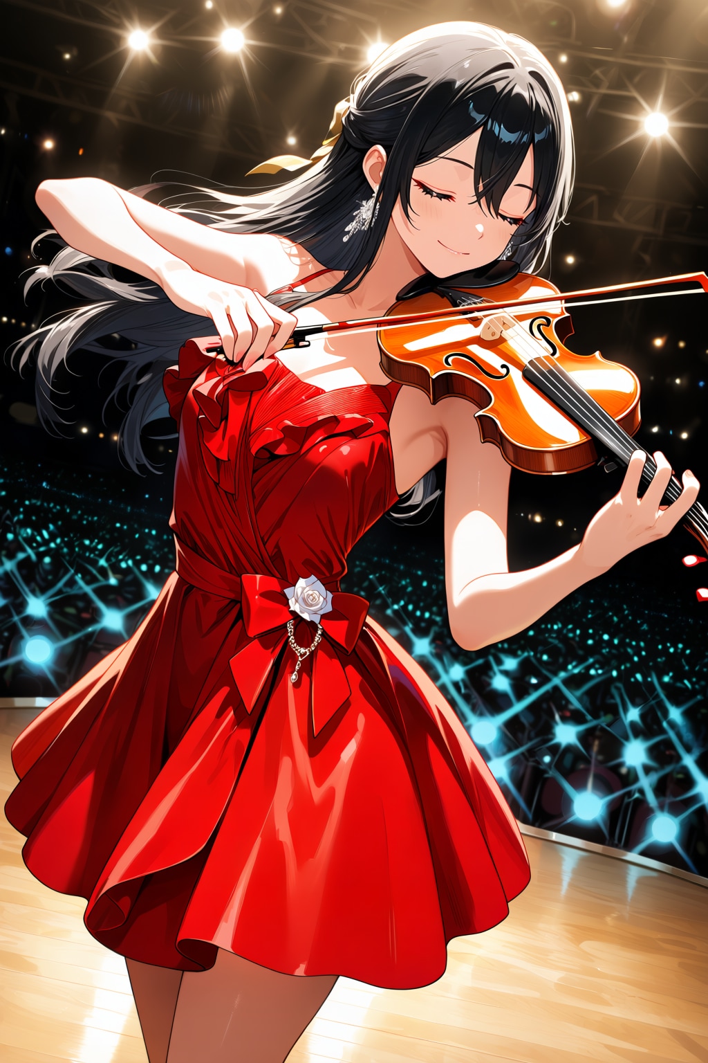 赤いドレスのバイオリニスト