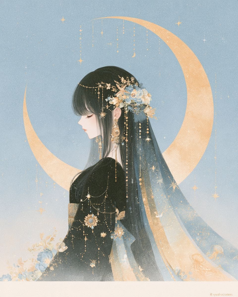 三日月に想う | の人気AIイラスト・グラビア