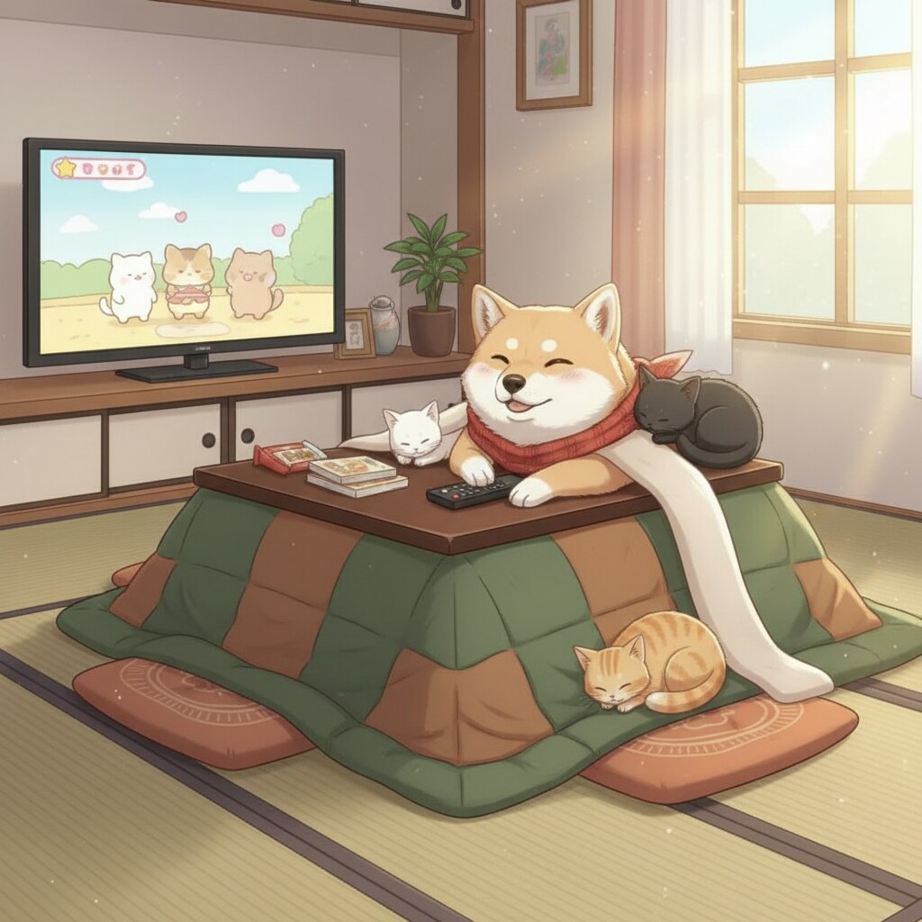 こたつでくつろぎ中🐶😺