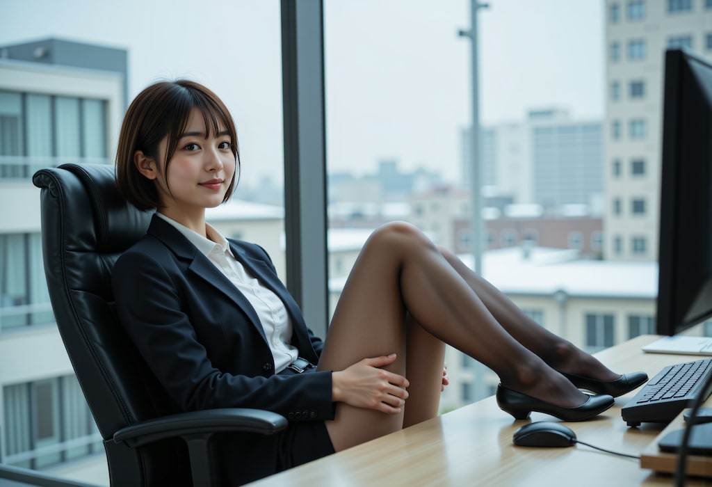 オフィスの椅子に座るOL