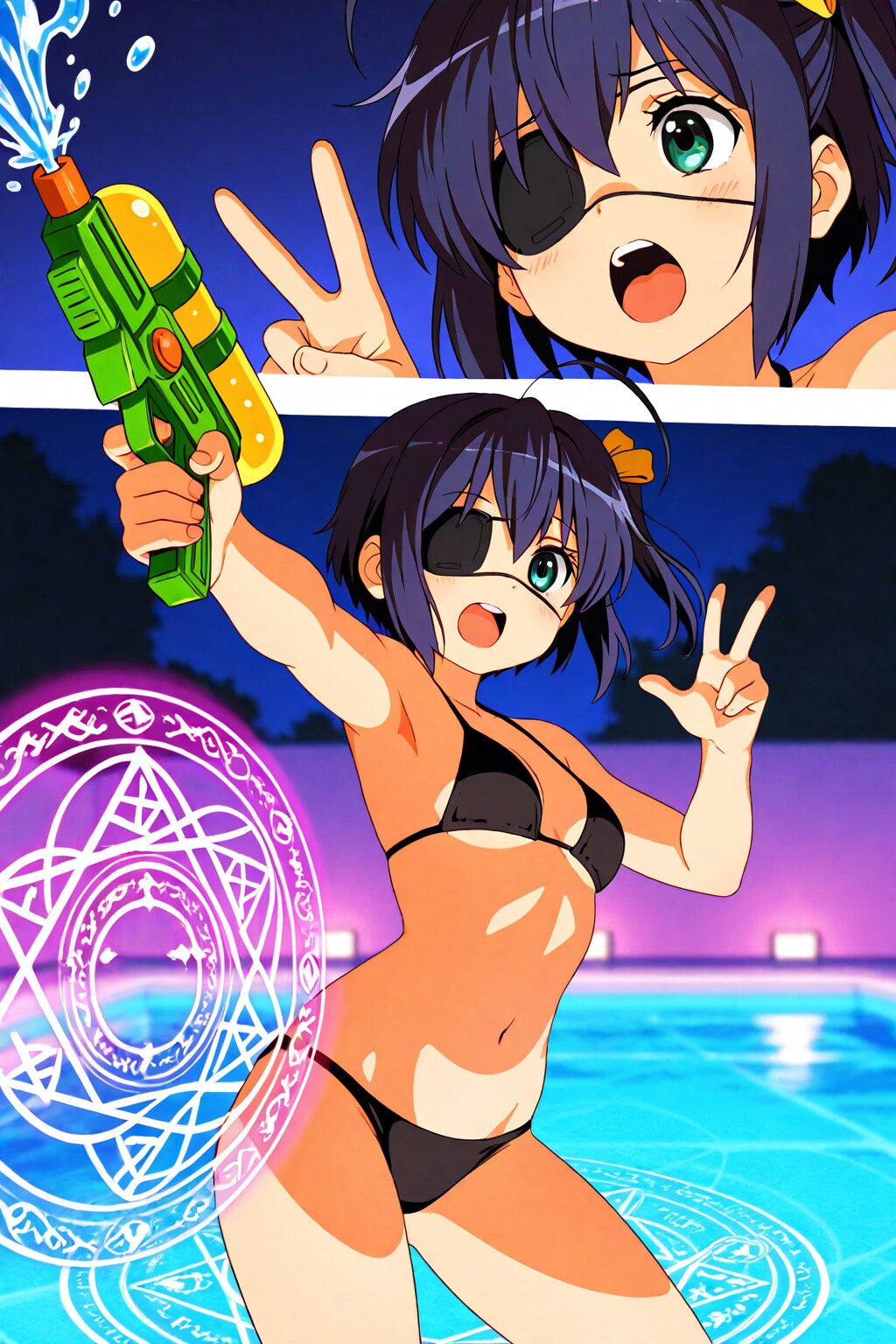 ナイトプールで蛇王真眼(失敗)👙🔫❤️