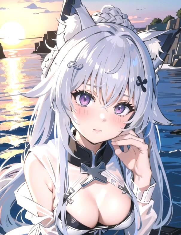 海で
