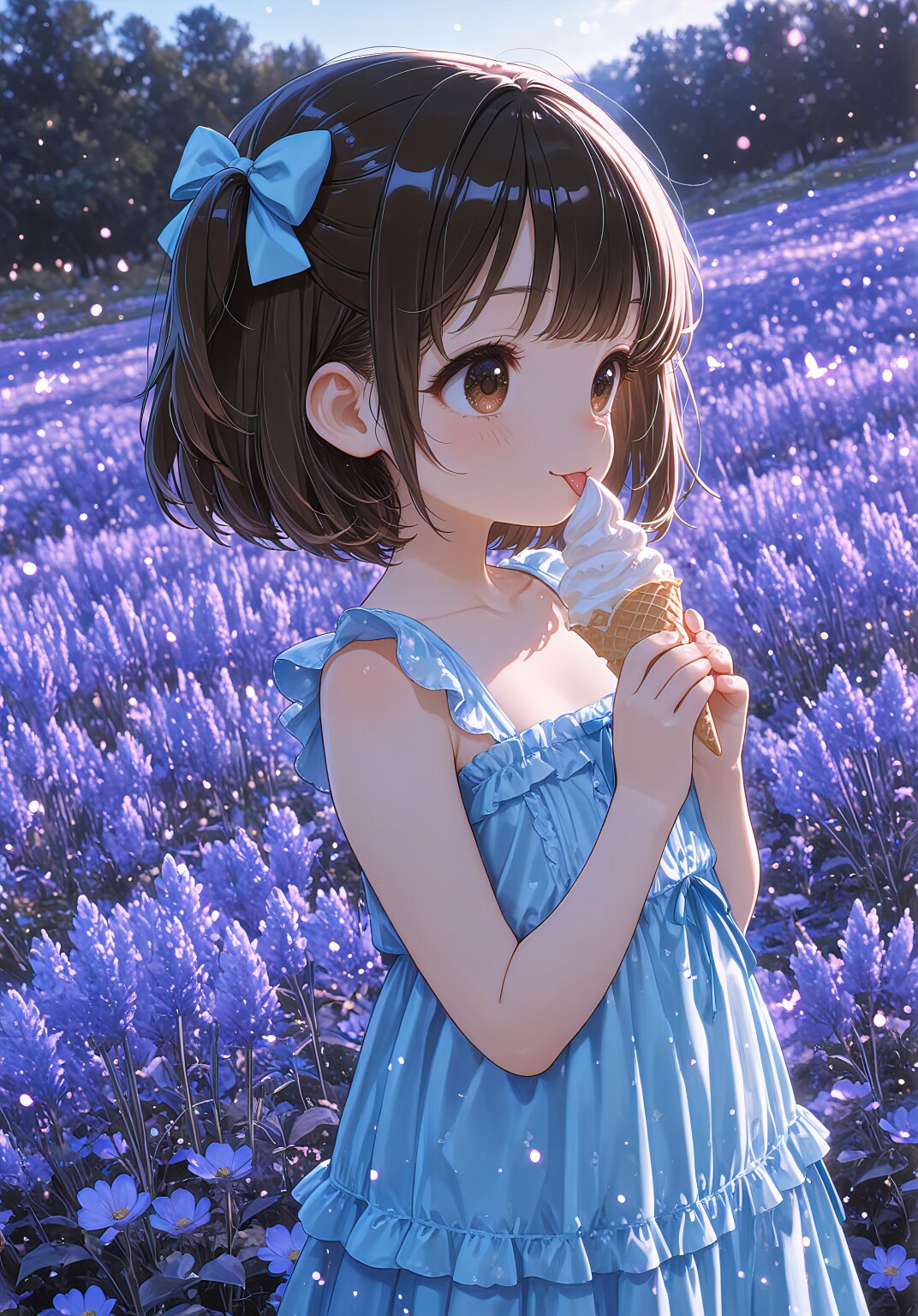 お花畑とソフトクリーム