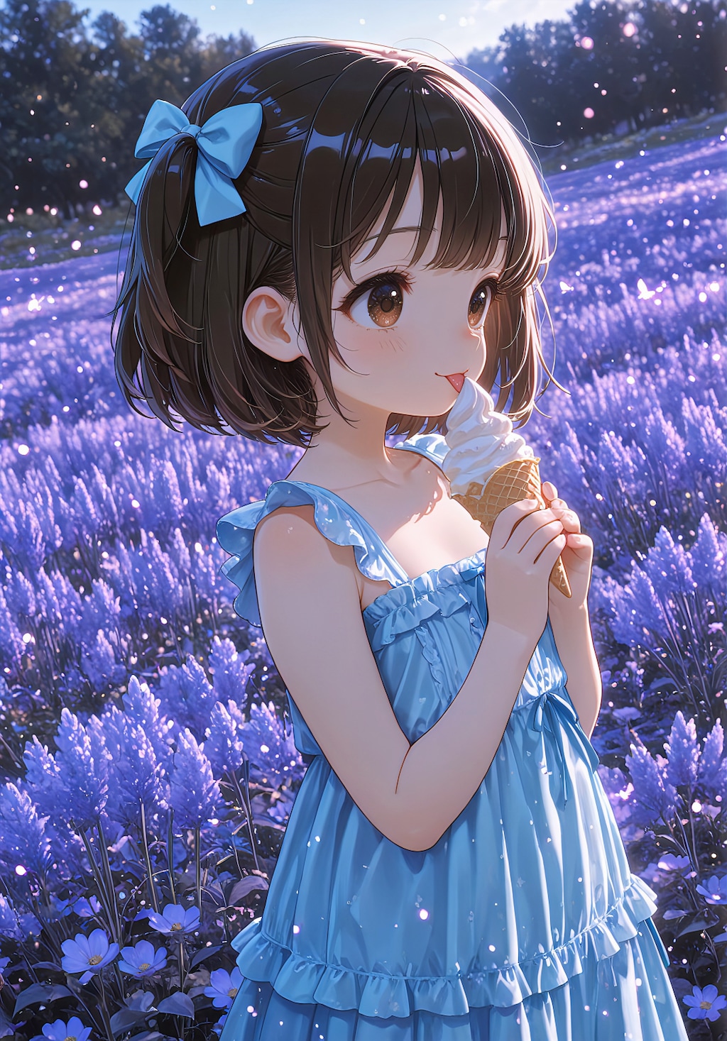 お花畑とソフトクリーム