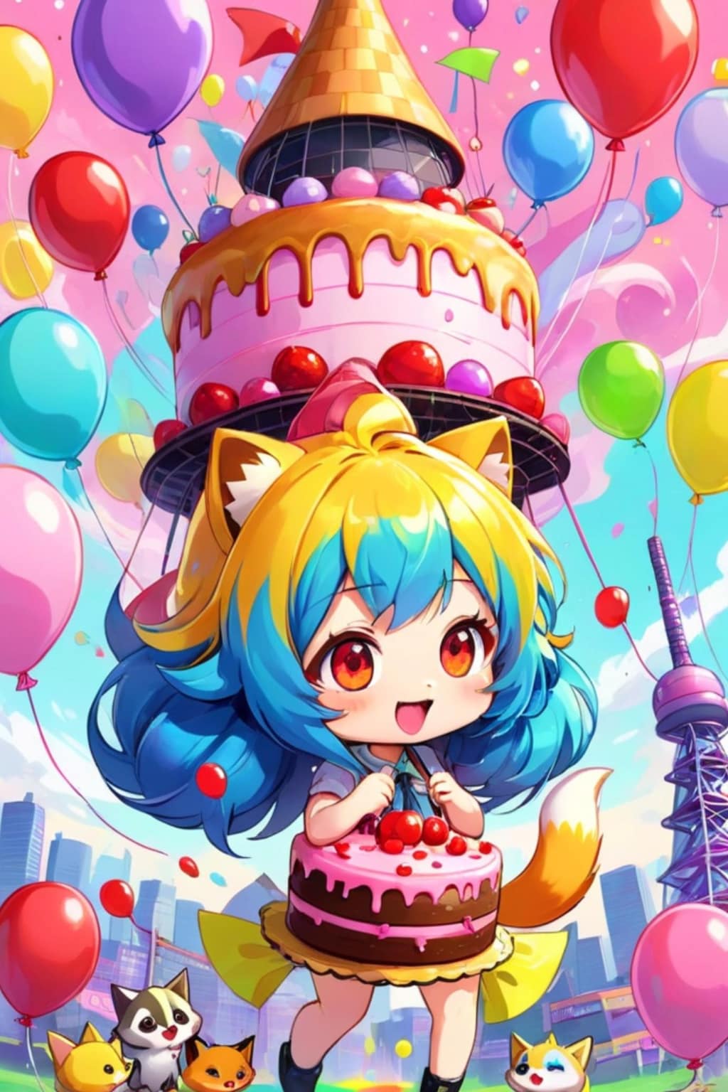 青髪ちゃんと猫