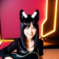 黒猫美女のギタープレイ 10枚目