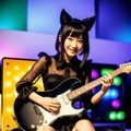 黒猫美女のギタープレイ 8枚目