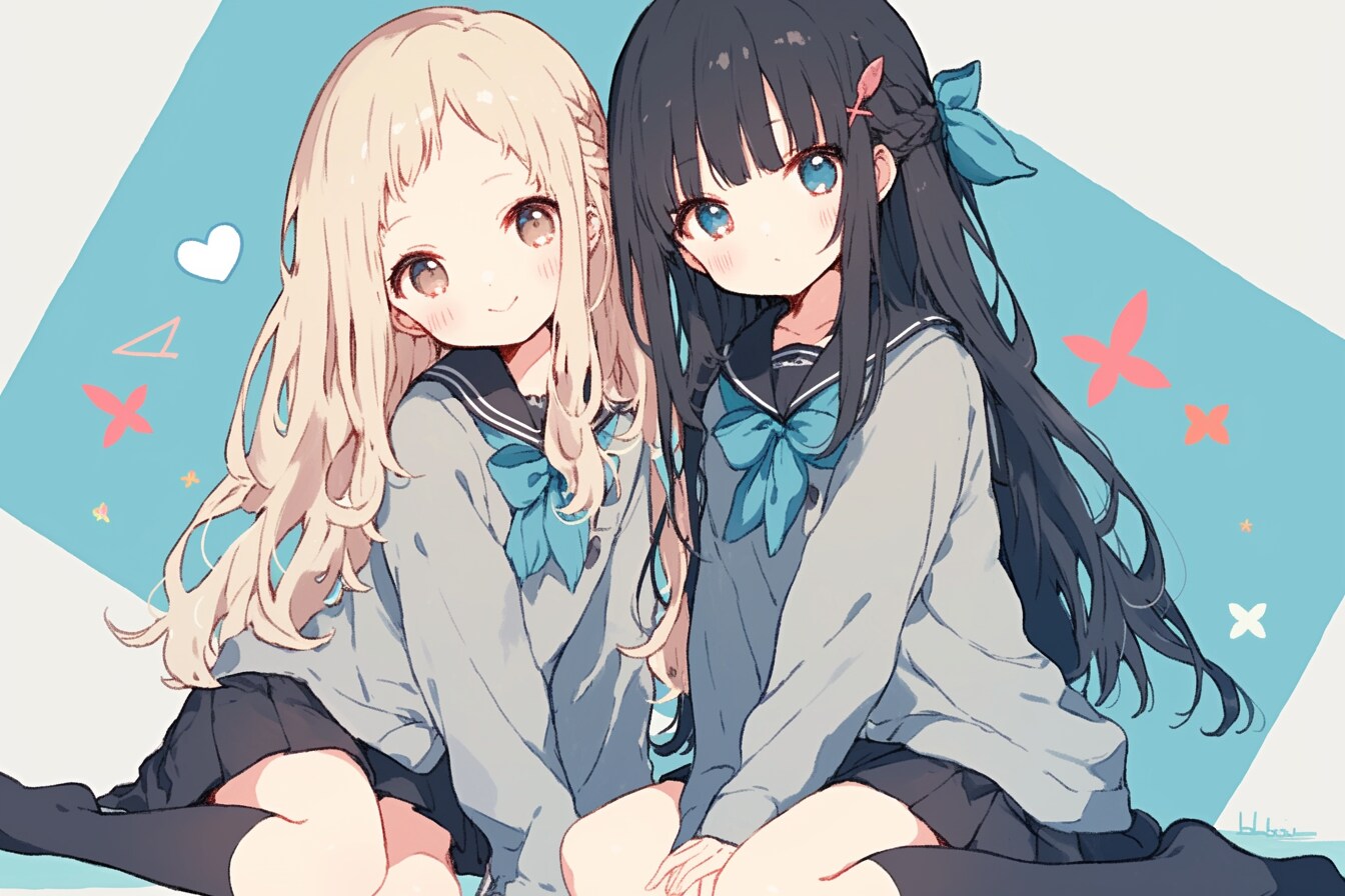 二人のJK424 | の人気AIイラスト・グラビア