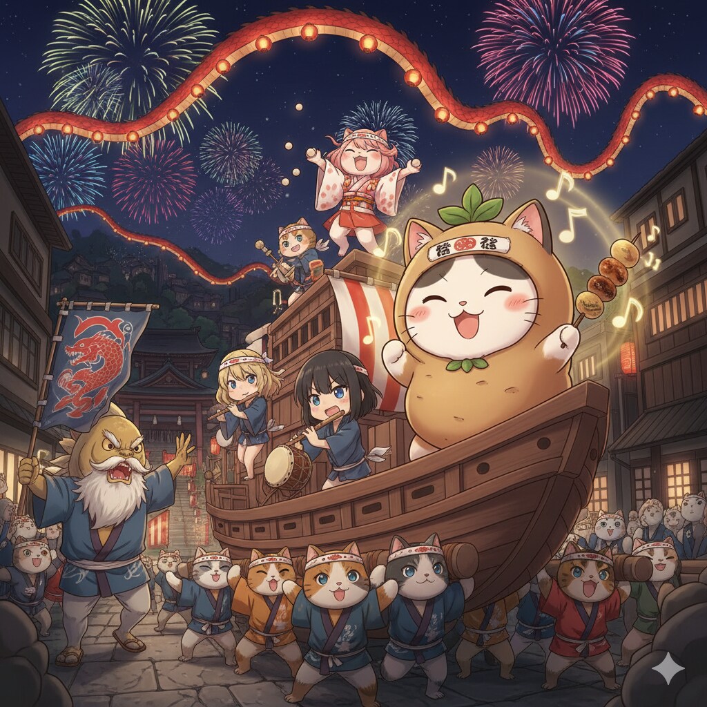 小説『にゃらんち祭り絵巻』【ニャンノ世界】