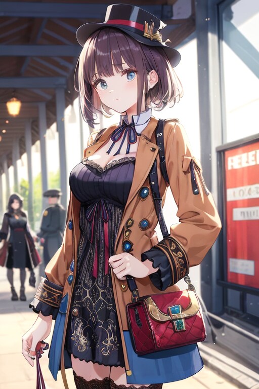 中性的な女性がスチームパンクの服を着る | の人気AIイラスト・グラビア