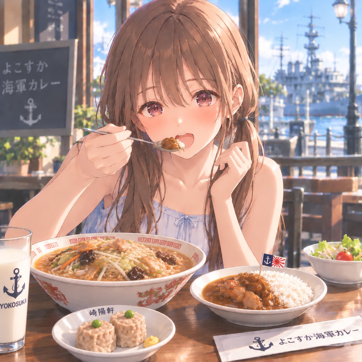 梢とランチ（８７）ハイソでモダンな港町：神奈川 | の人気AIイラスト・グラビア