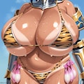 爆乳戦士デカパイドアップ　虎柄ビキニ　コンドームベルト 2枚目