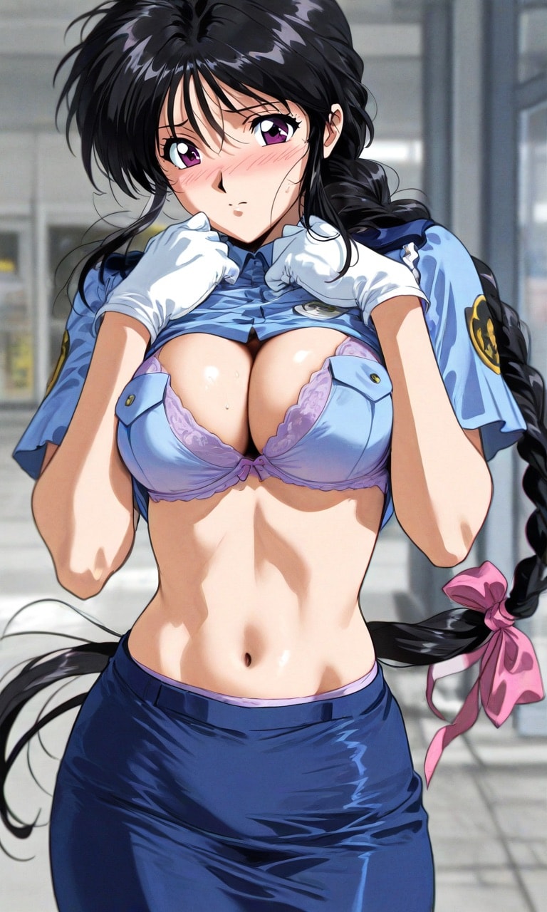 黒髪の警察官女性