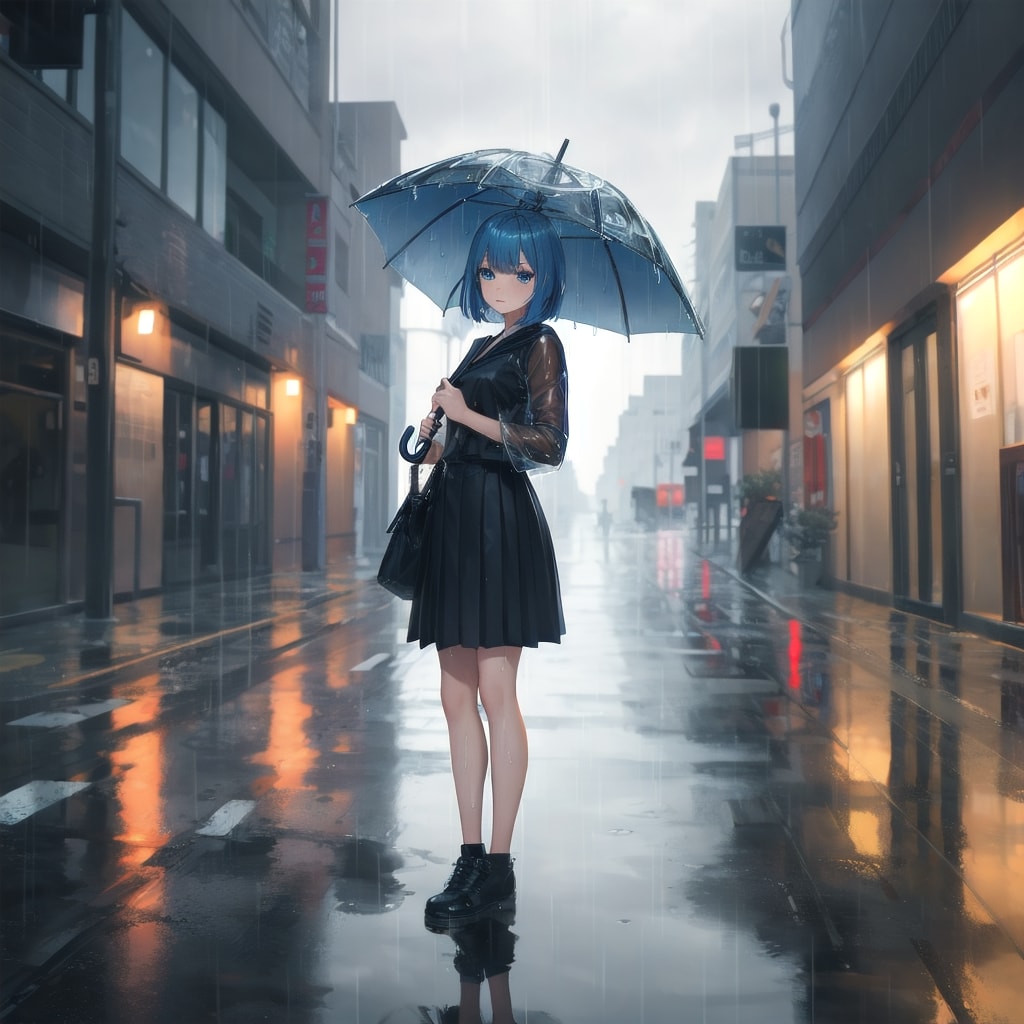 雨に溶けるファッション