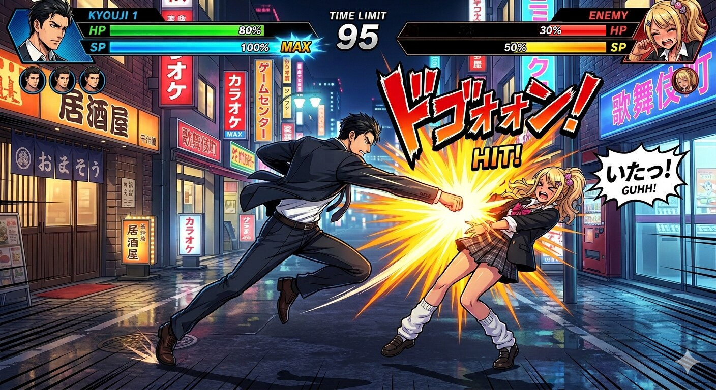 『歌舞伎町ウォーズ・帝王への道』──これは一介のサラリーマン、キョウジがあらゆる敵を撃破し歌舞伎町の帝王へとのし上がる物語である！君の挑戦を待つ！