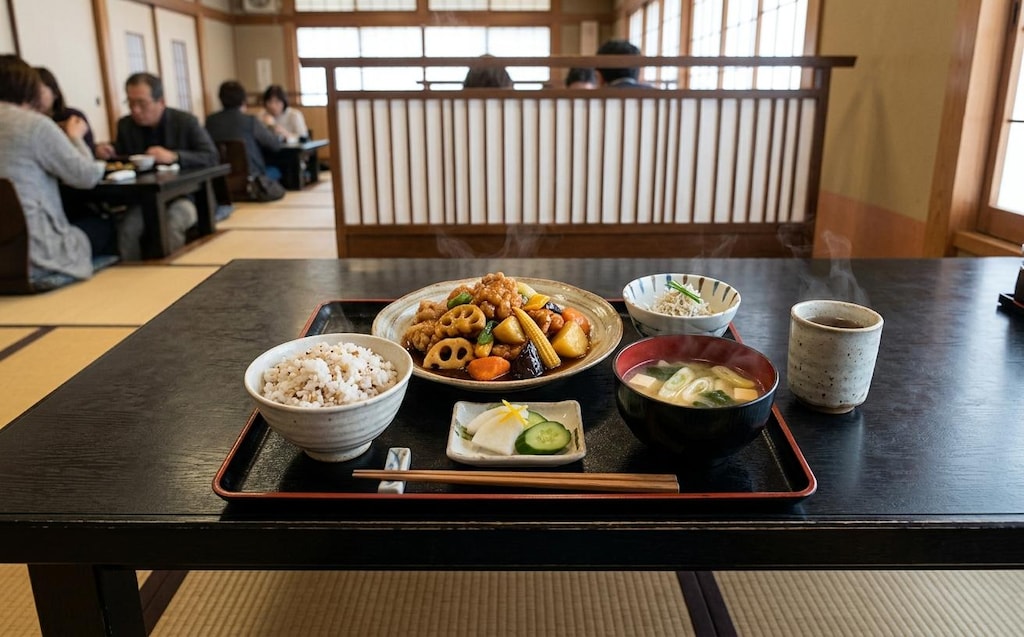鶏と野菜の黒酢あん定食