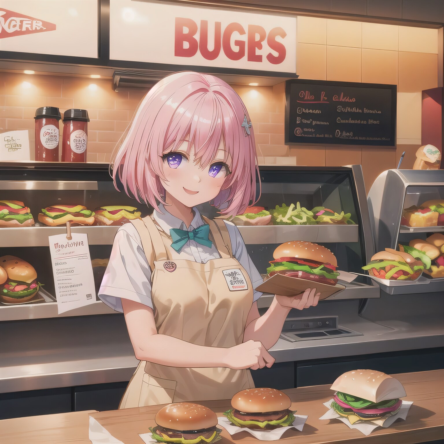 ピンク髪ボブでクルーの少女２ | の人気AIイラスト・グラビア