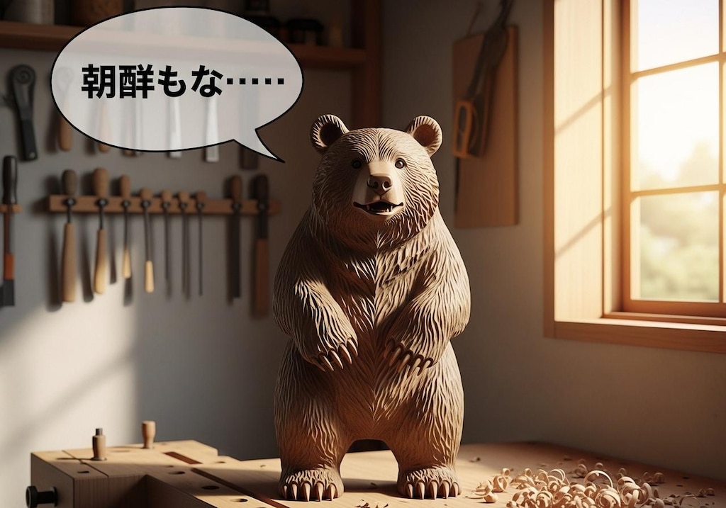 今日はくまの木彫りを喋らせてみた