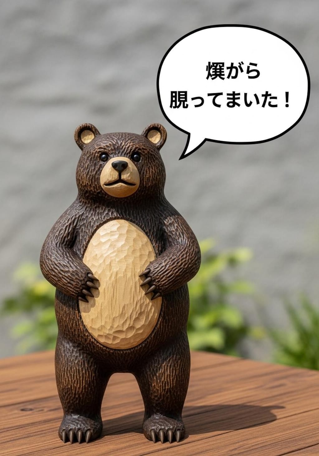 今日はくまの木彫りを喋らせてみた
