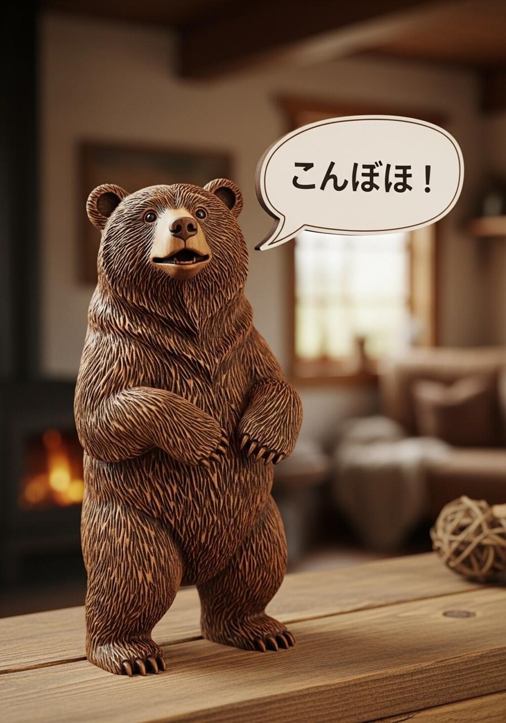 今日はくまの木彫りを喋らせてみた