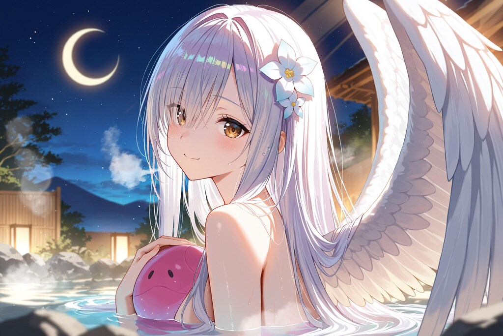 天使さん温泉で休憩中