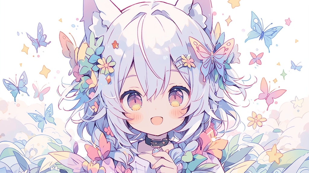 花畑の妖精と蝶の舞