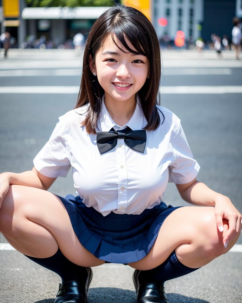 路上ガニ股JK