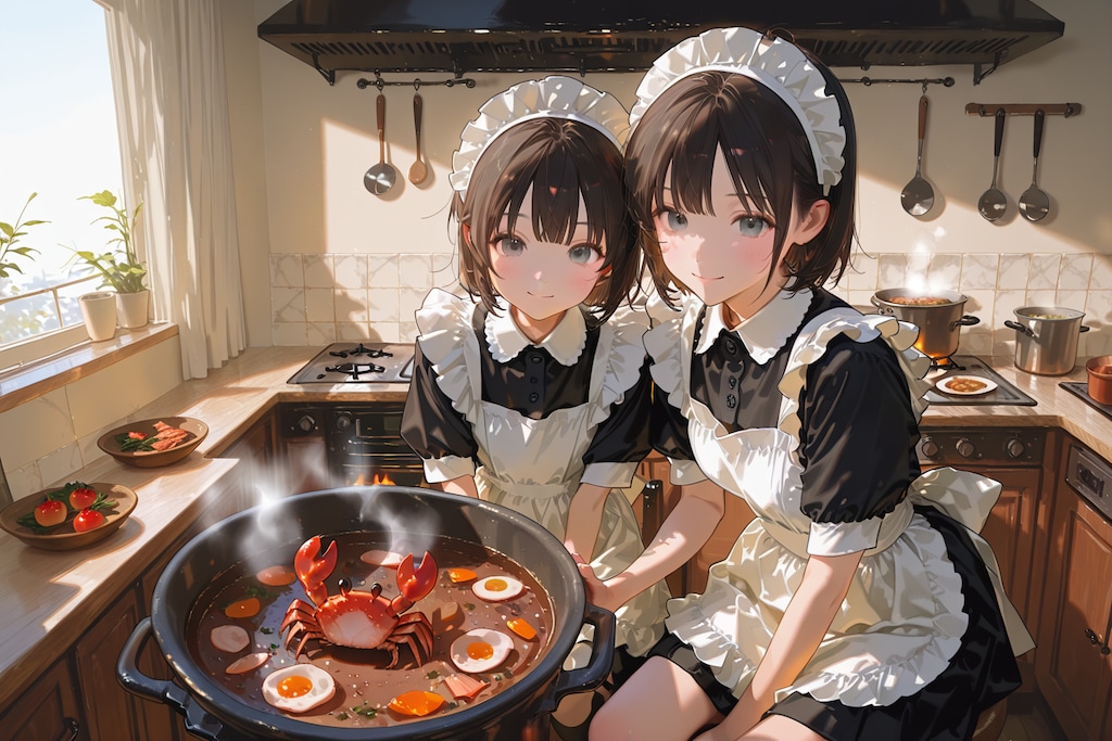 あっご主人様！カニ鍋どうですか…？