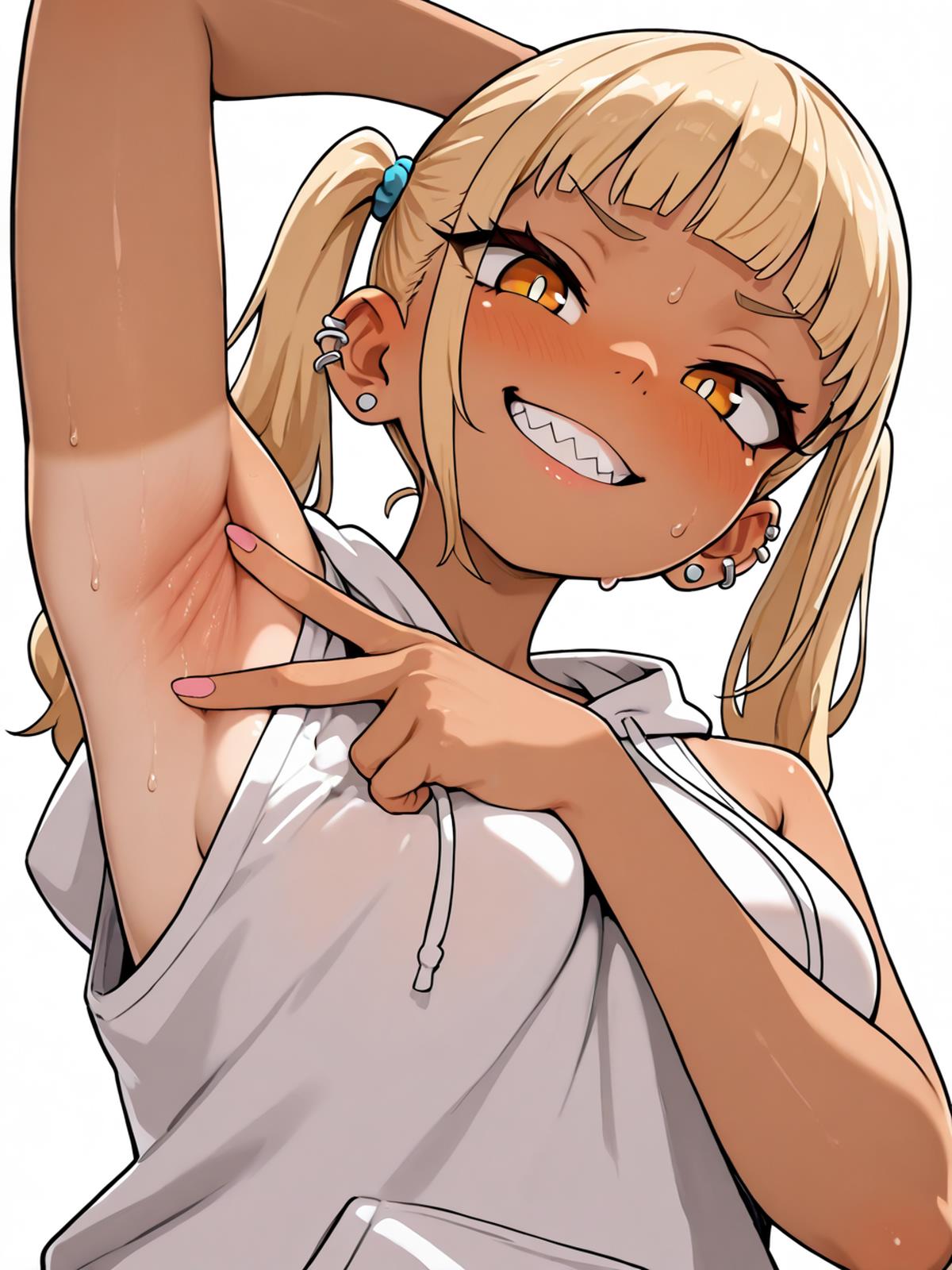 褐色ギャルちゃん脇ピース