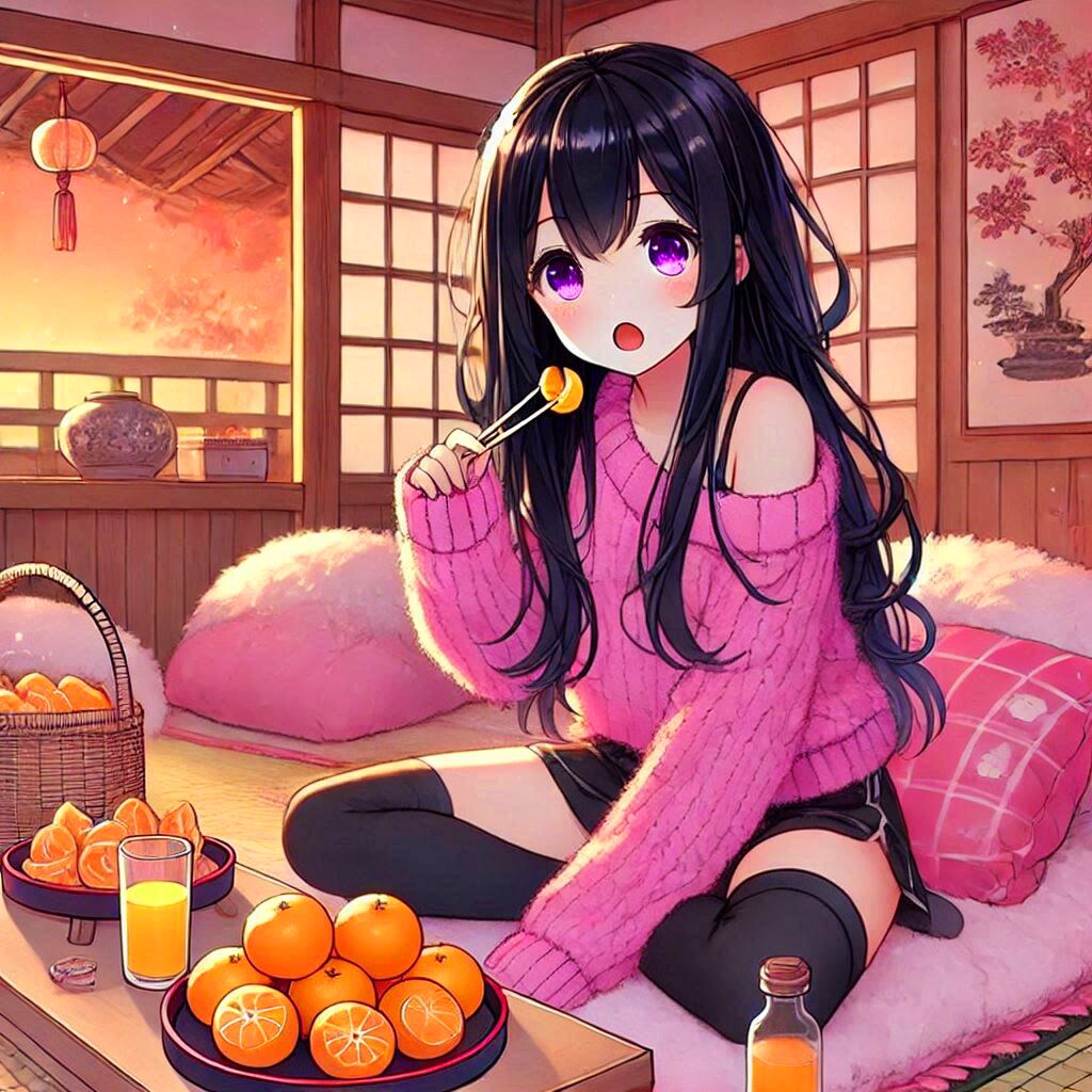 みかんと、黒髪ロング少女＊(4枚)