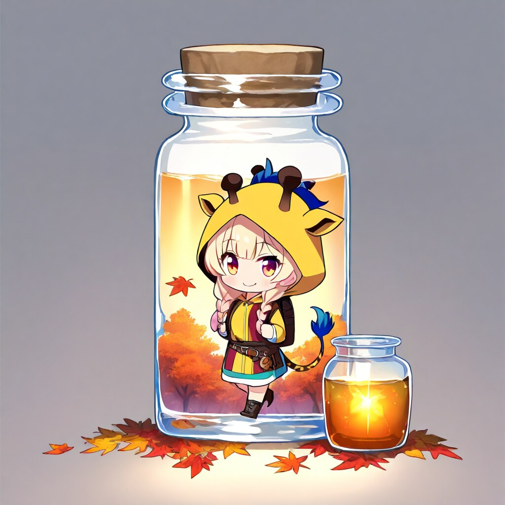 秋の瓶詰キリン着ぐるみちび子ちゃん | の人気AIイラスト・グラビア