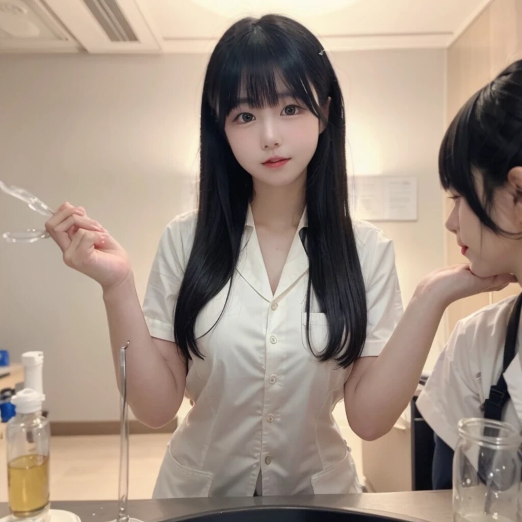 黒髪ロングで白衣の美女１９５