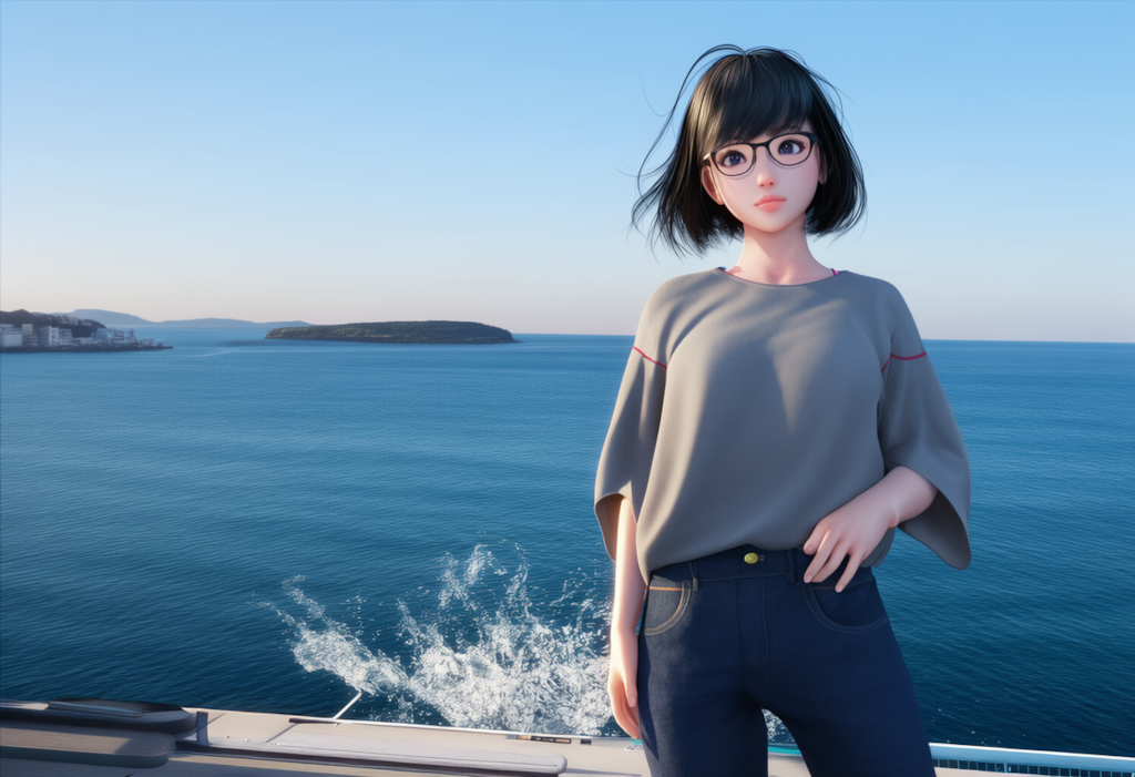 海上の眼鏡娘
