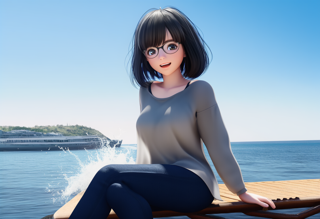 海上の眼鏡娘