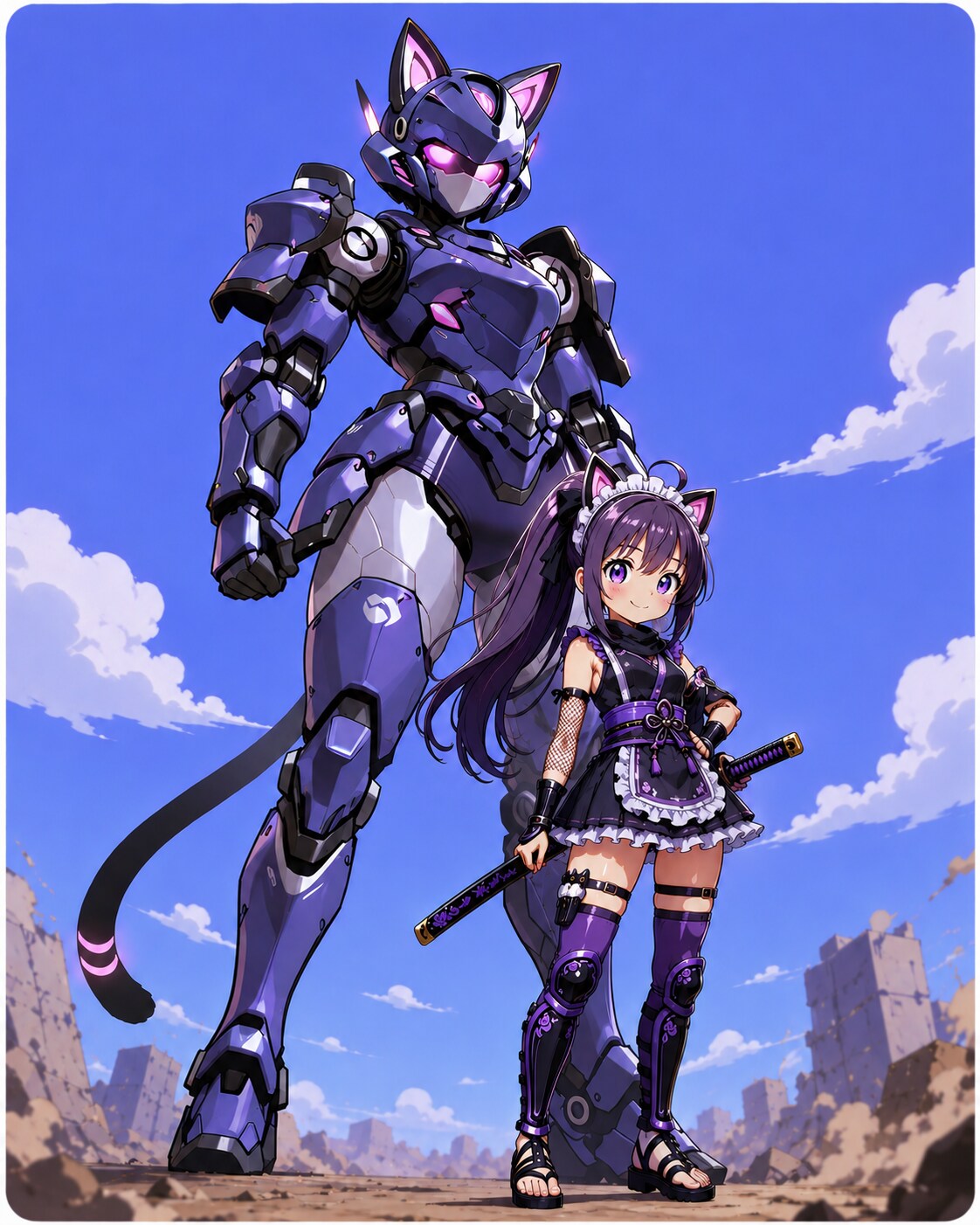 ネコミミクノイチメイドロボパイ風