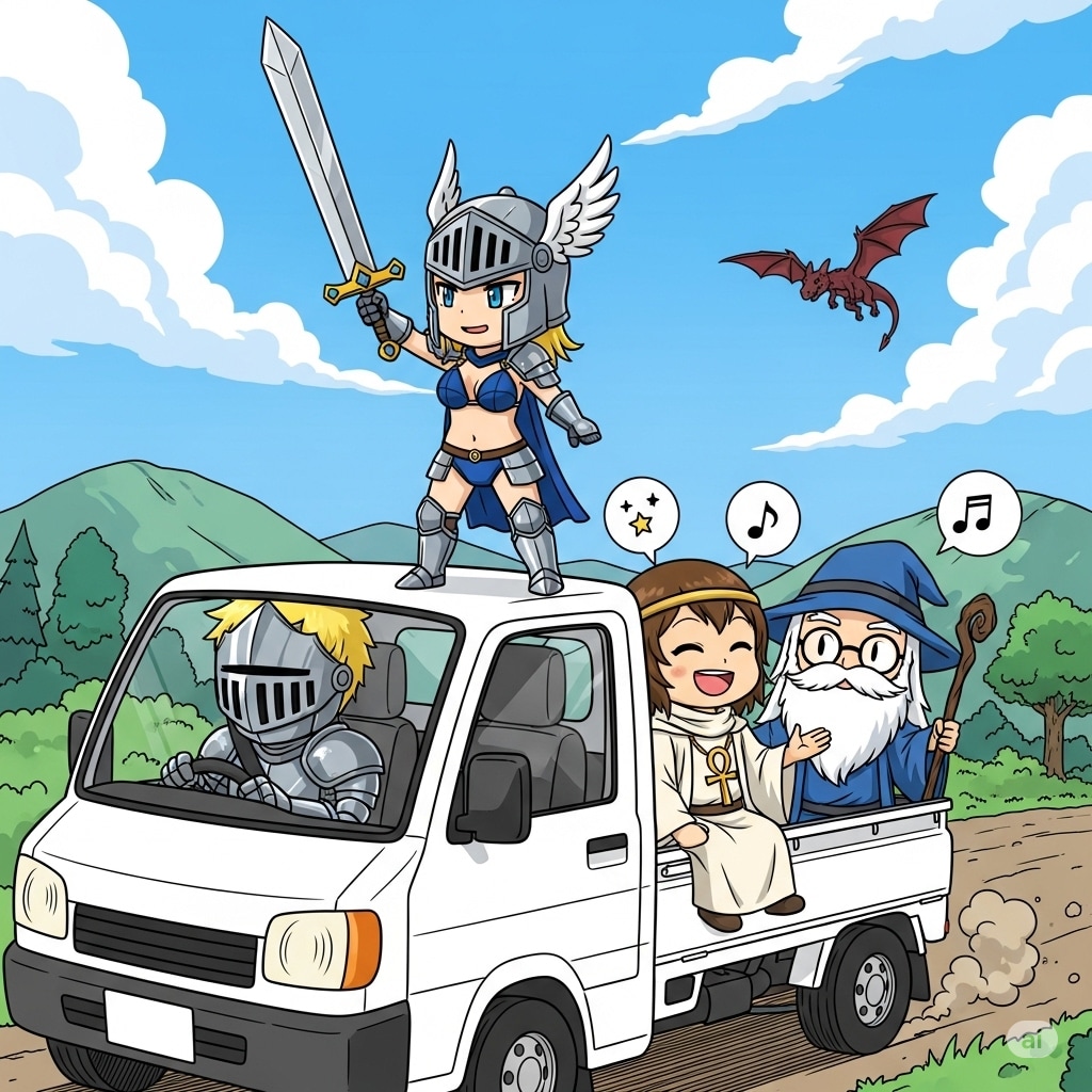 勇者パーティー、軽トラでゆく