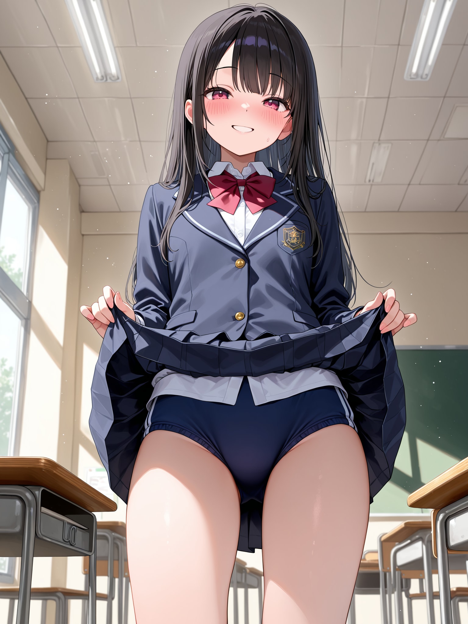 ブレザー女子のたくし上げブルマ(StableDiffusion)