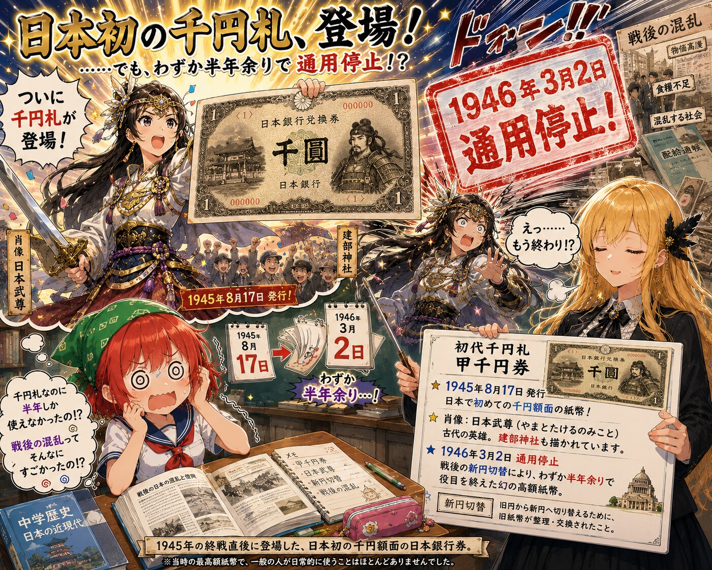 8月17日は千円紙幣が初めて発行された日 | の人気AIイラスト・グラビア