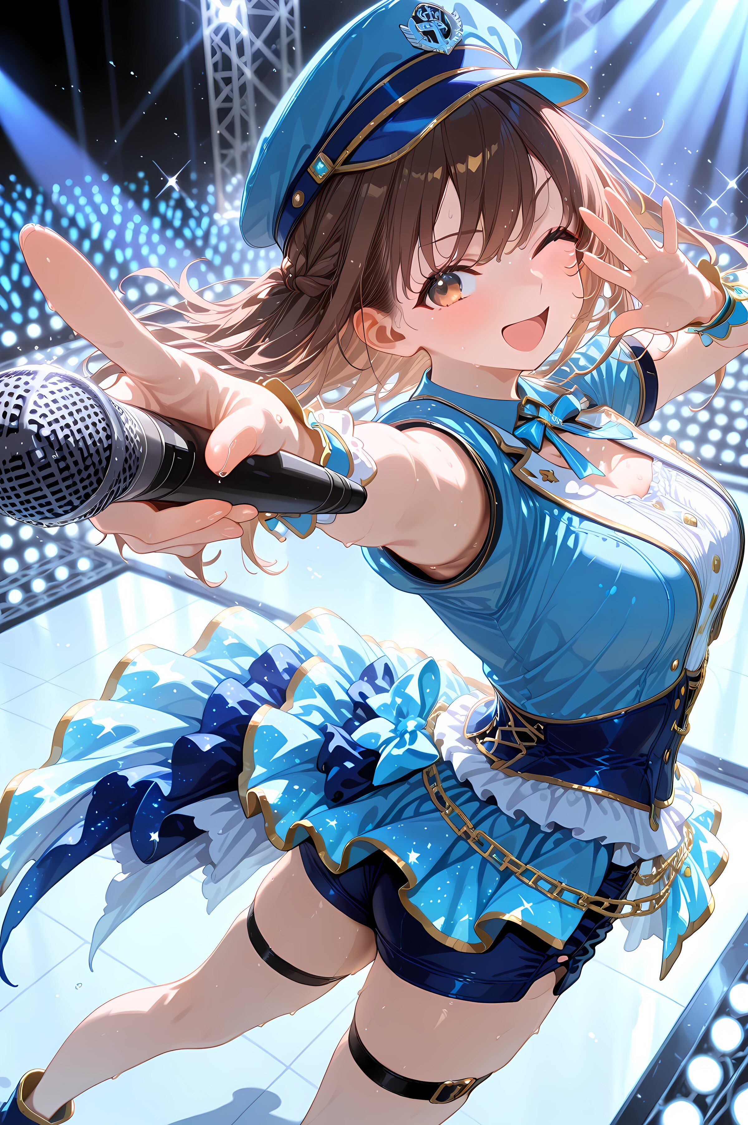 青色担当の帽子の子