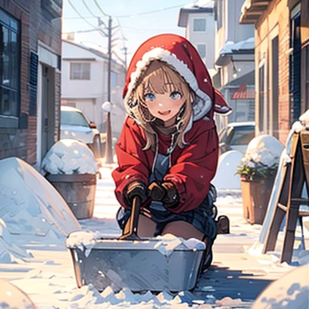 雪かきをしているTOPAZちゃん