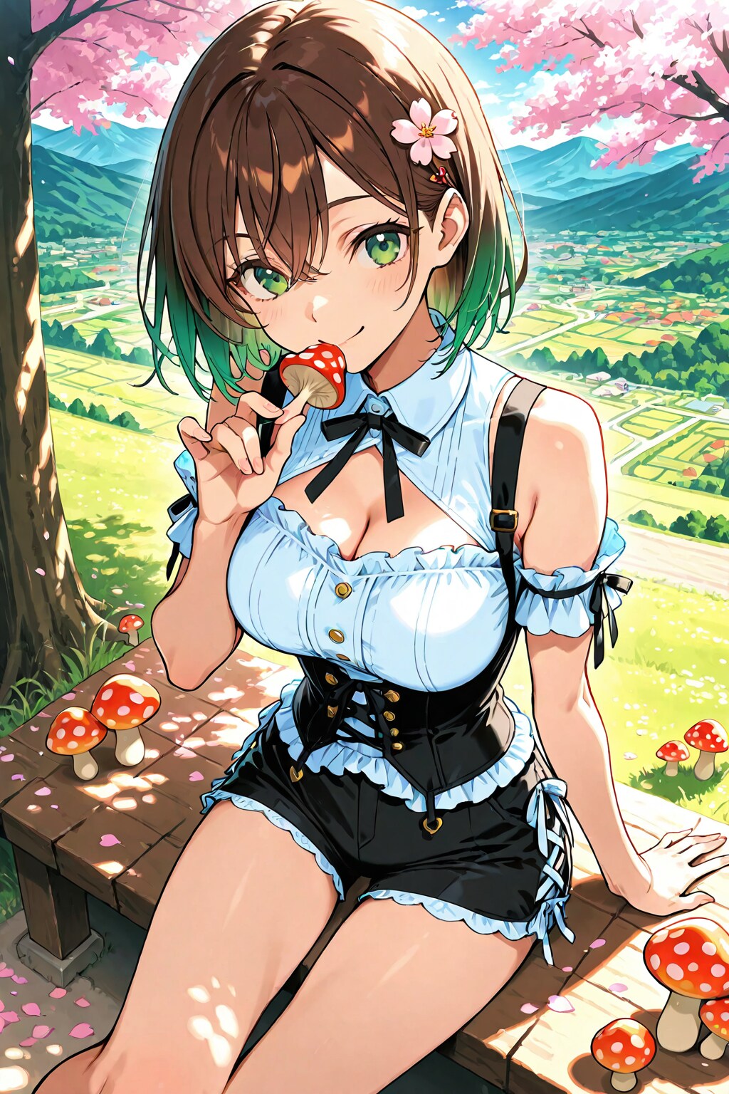 「 琴音ちゃん」とキノコの「春色コーデ」A-03-3【モデル: DAISY】 | の人気AIイラスト・グラビア