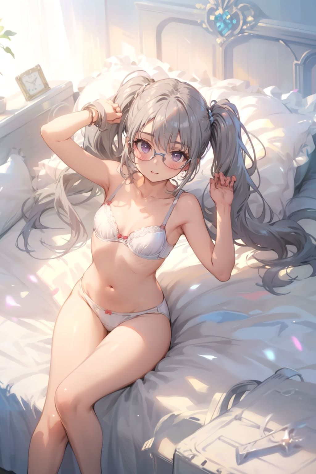 下着の眼鏡っ娘