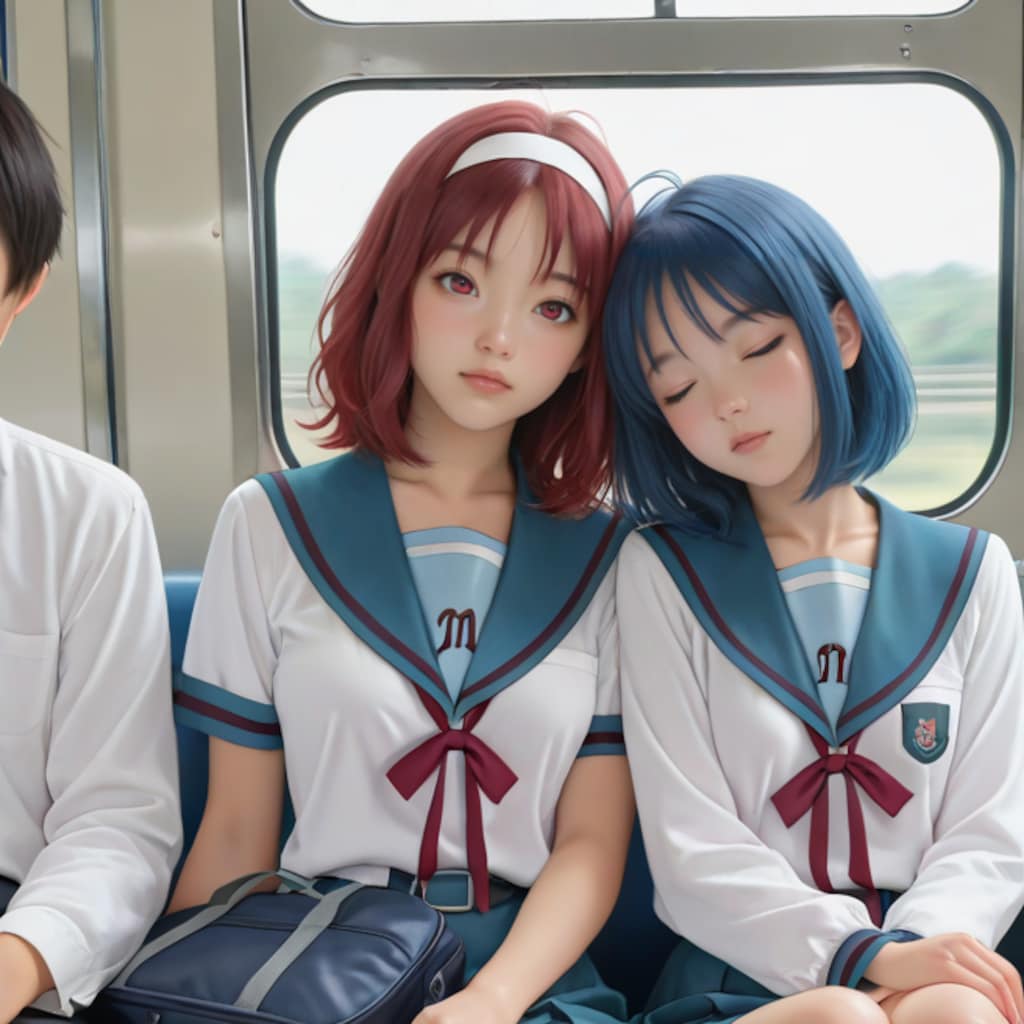 赤河レンちゃんとうちの子結衣の通学風景（北校チャレンジ）