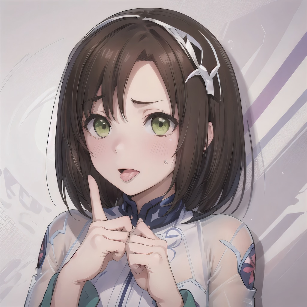 黒髪ボブの舌出し少女４