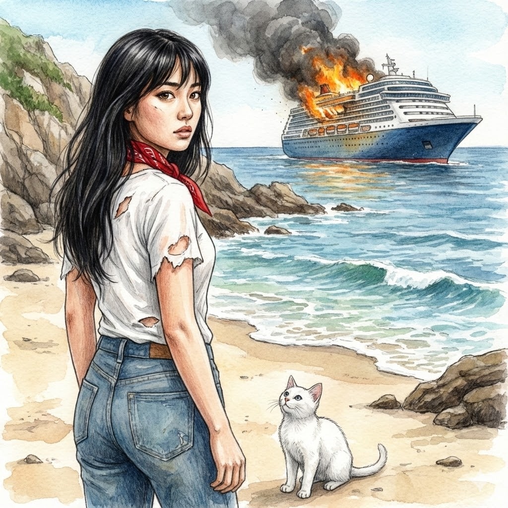 総集編パターン1-1🚢大型クルーズ船が座礁して火災 | の人気AIイラスト・グラビア