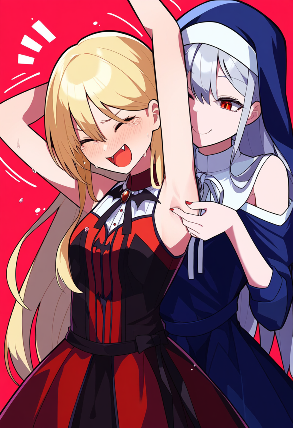 「人間に血をねだる悪い吸血鬼さんはこちょこちょで退治です♪こちょこちょ～」「あははははははははは、あんた本当に退治するきあるの？！」